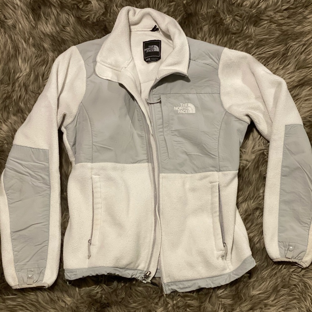North face grey and white